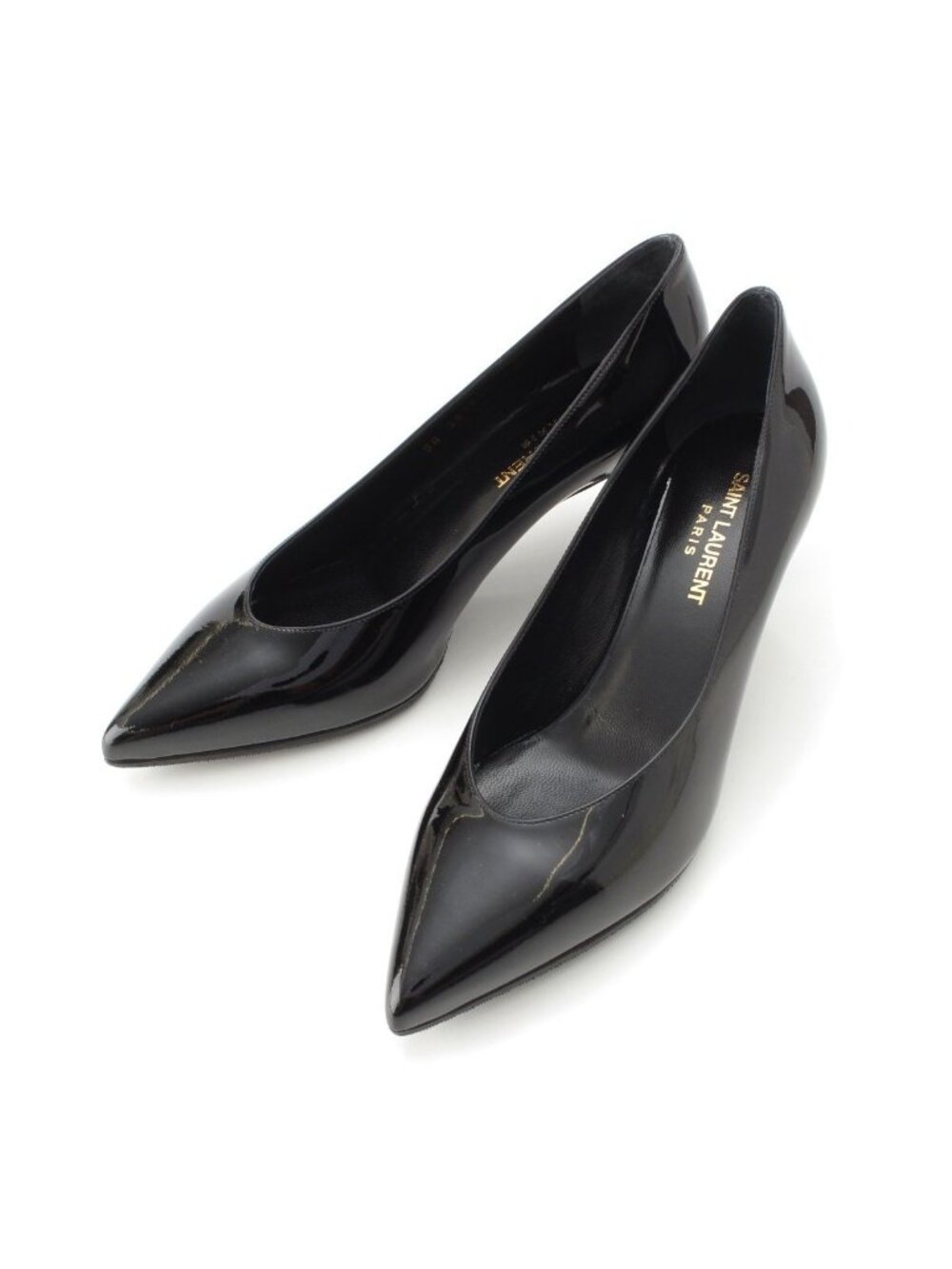 Saint Laurent Kitten 50 Patent Pointed Toe Pumps Black Heels
